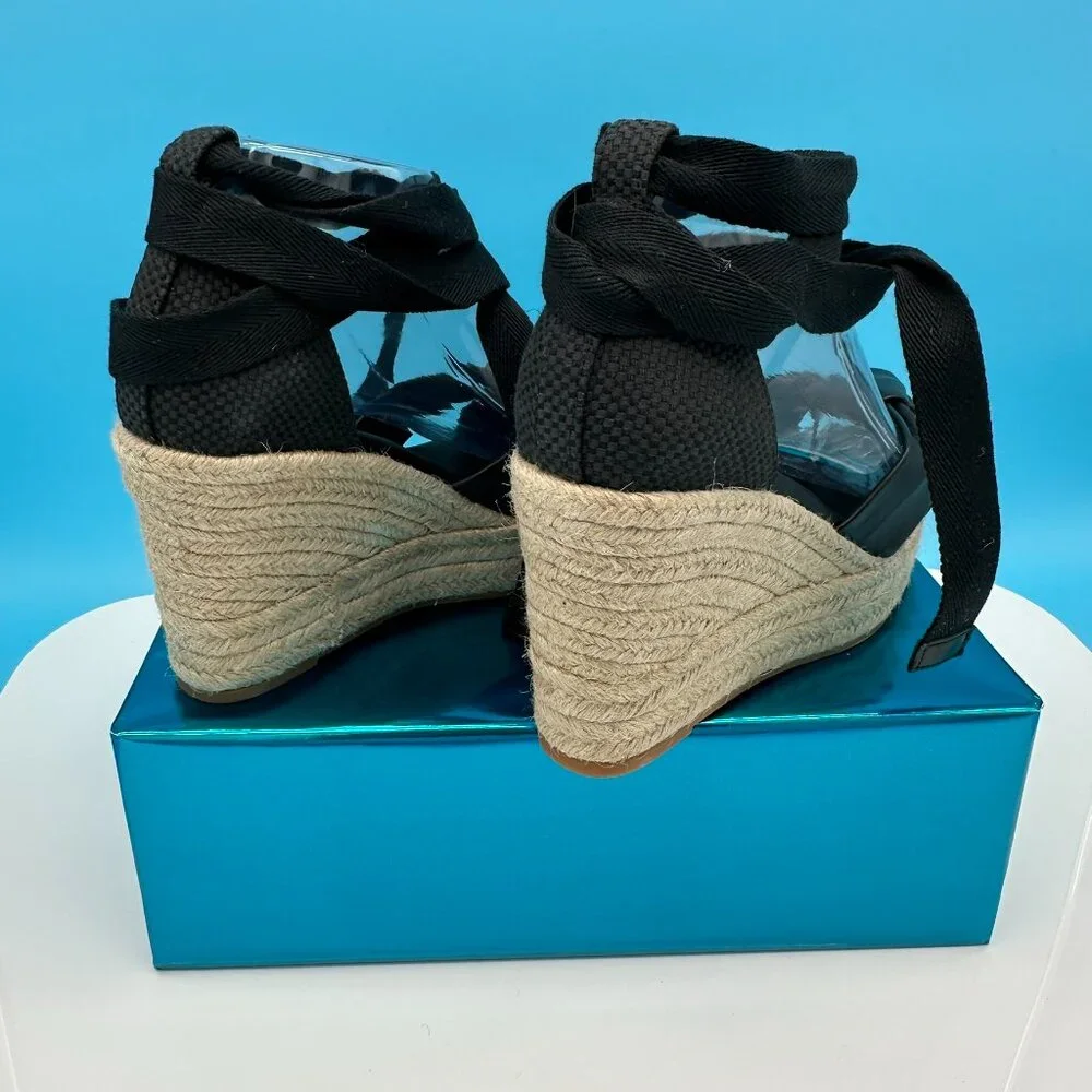 Cole Hann Women's Cloudfeel Hampton Wedge Strappy Sandal Shoes,‎ Size 7.5, Black